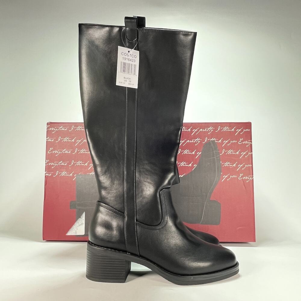 Kensie Naya Black Knee High Boots Block Heels KS253150 Women's Size 10